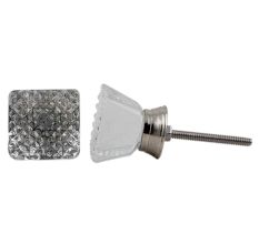 Clear Netcut Square Silver Drawer Knobs